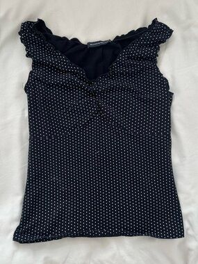 Brandy Melville Black Polka Dot Sleeveless Top